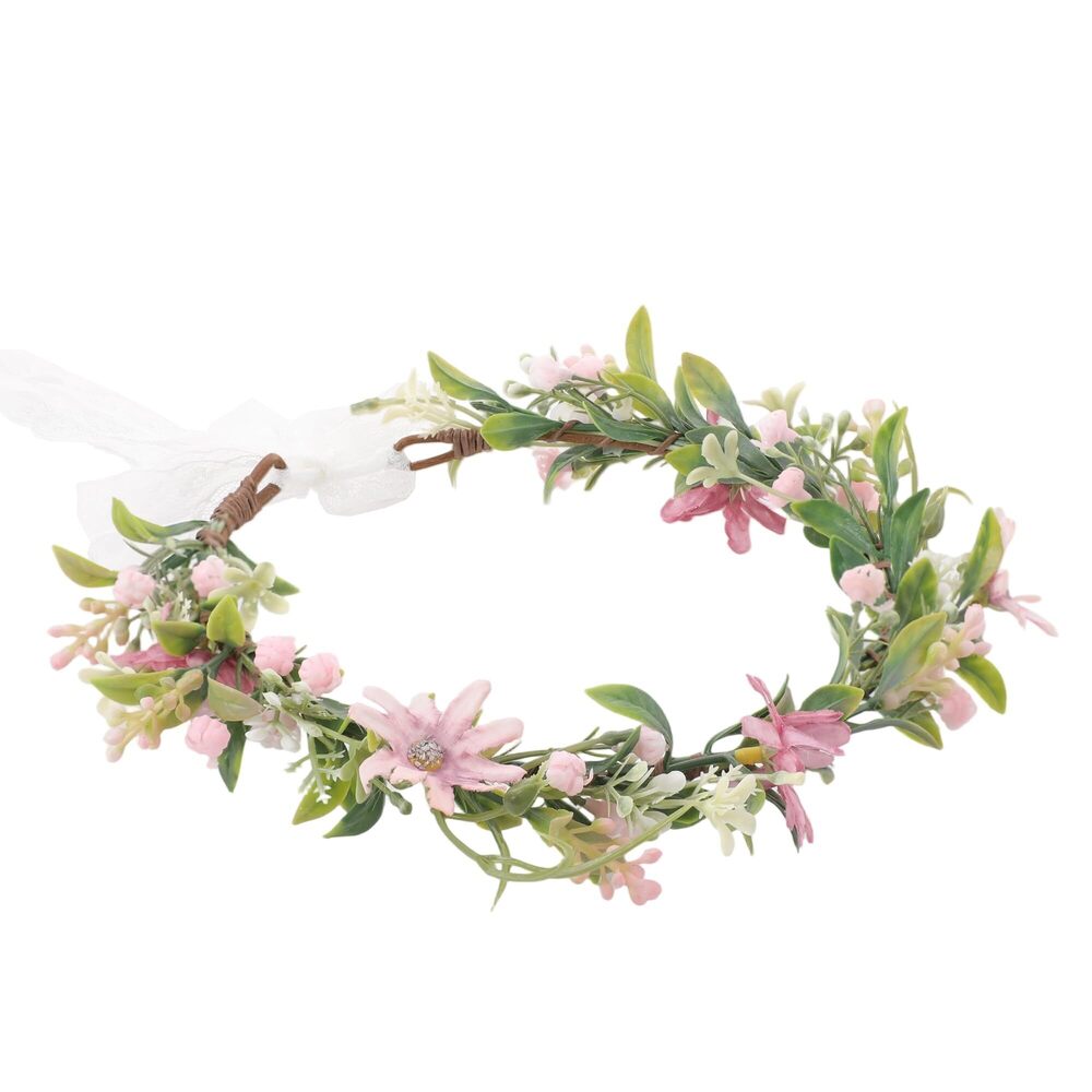 4840 Pink Flower Crown Headband Artificial Daisy Flower Headpiece